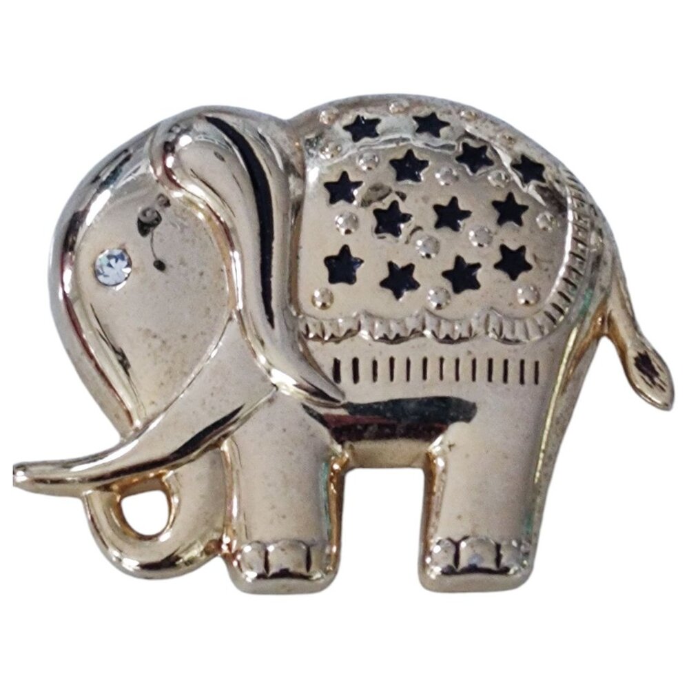 Vintage Gold Tone Elephant Brooch Or Craft Accessory Collectible